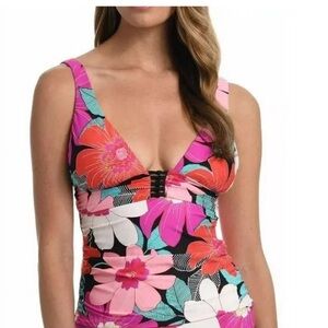 LA BLANCA Knot-Trim Tankini Swim Top LB2CJ84
